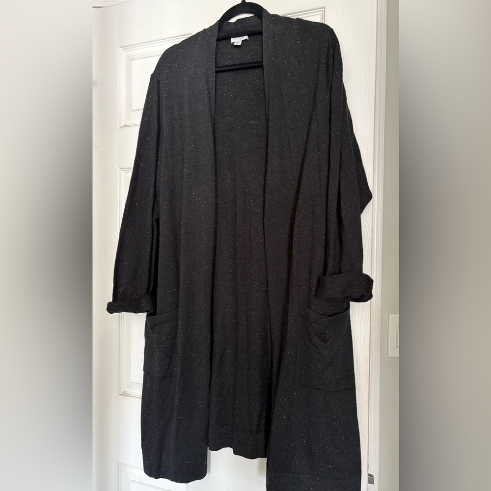 J. Jill Black Cardigan Sweater Open-Front Knit